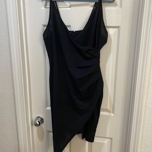 Plus size Ruched front wrap spaghetti strap dress